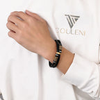 Brățară Neagră din Piele Mitologia Vikingă aur 1