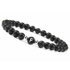 Bracelet noir initiale f
