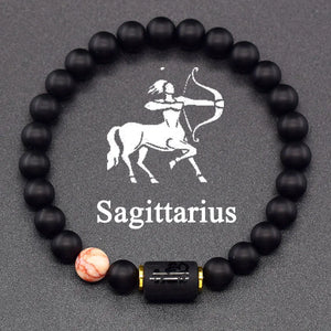 Bracelet Noir Signe du Zodiaque Astro Noir 12 Constellations sagittaire