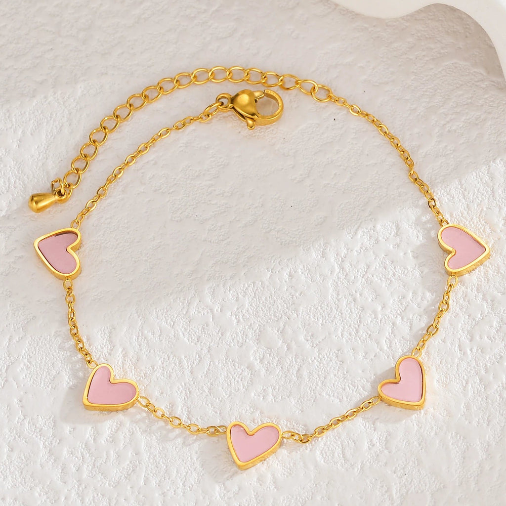 Bracelet nuancier de coeurs rose