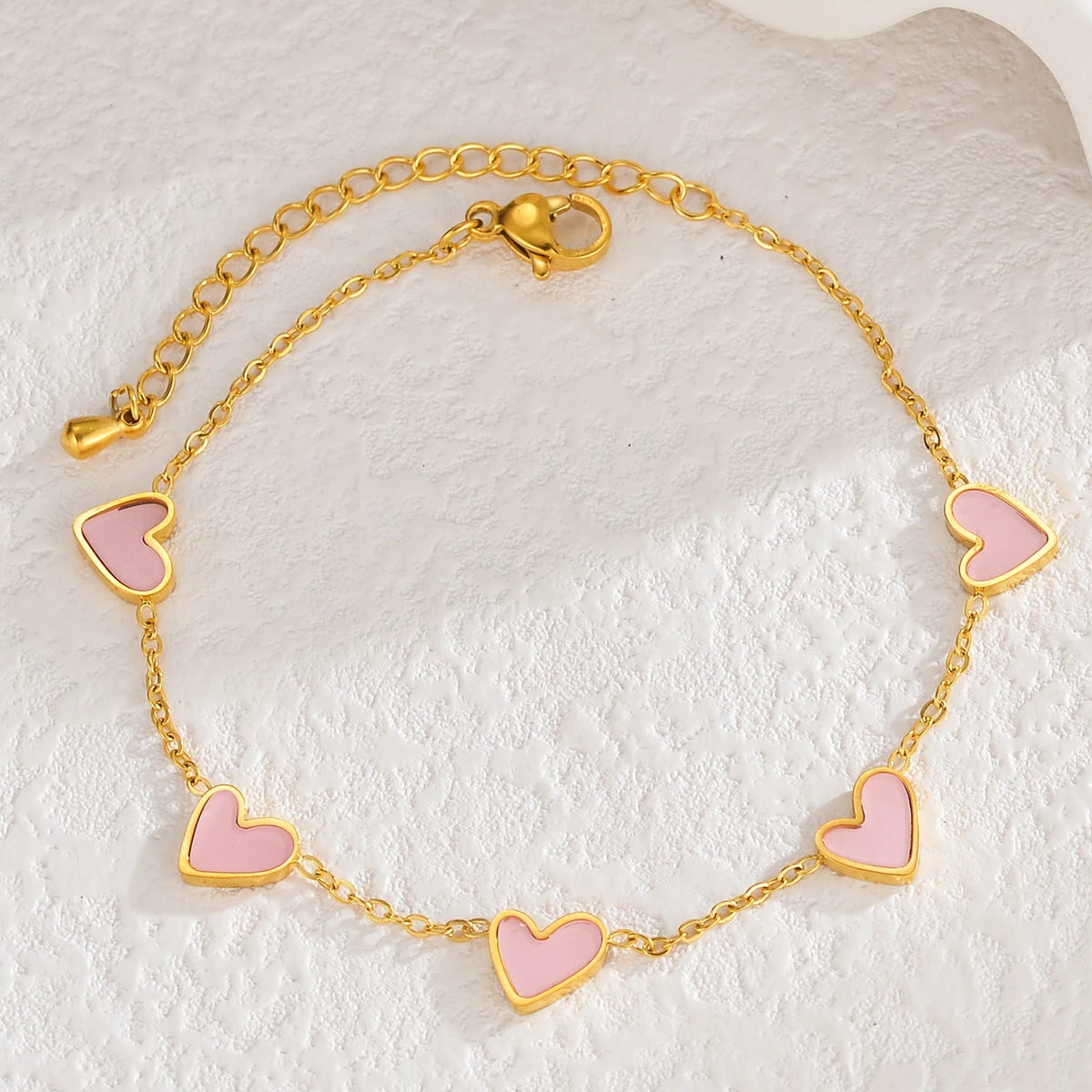 Bracelet nuancier de coeurs rose