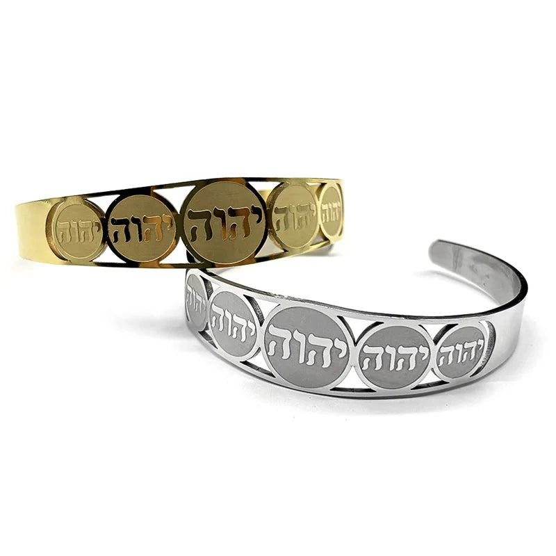 Bracciale aperto con lettere in ebraico ebraico oro