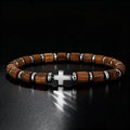 Bracciale con croce e perle effetto legno