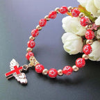 Pulsera de Perlas con Cruz roja