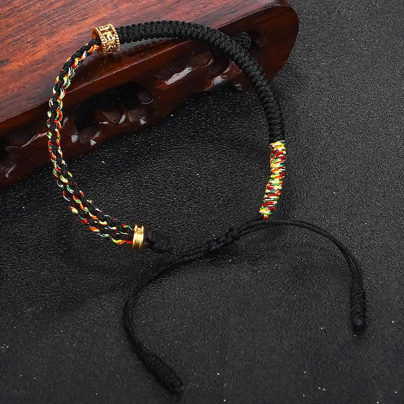 Bracelet Gourmette Tressé Bouddhiste Tibétain noir