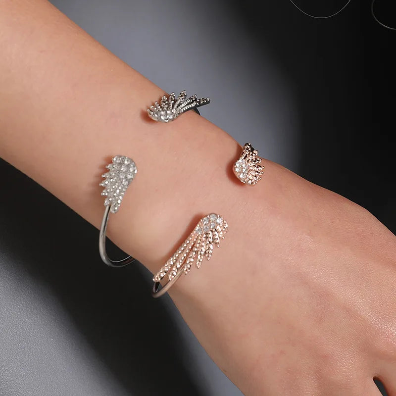 Bracelet femme ailes d'ange or rose
