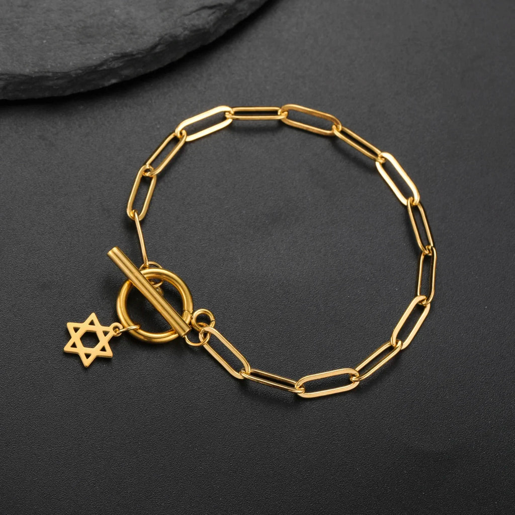 Гривна за жени с висулка на <span data-glossary-id="etoile-de-david">Звездата на Давид</span>, символ на юдаизма, злато