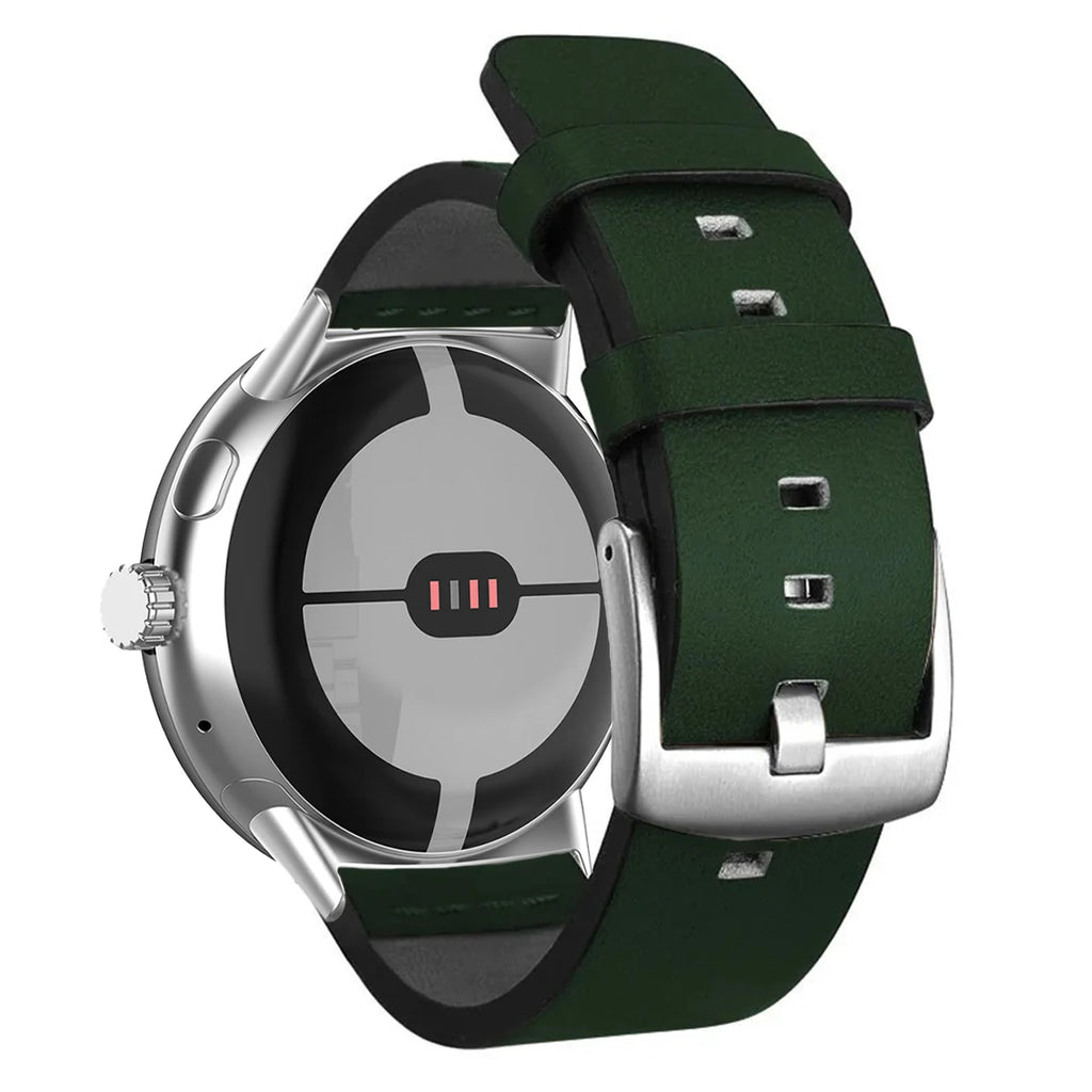 Bracelet pour Google Pixel Watch en cuir marron 1, 2, 3, 41mm 45mm vert