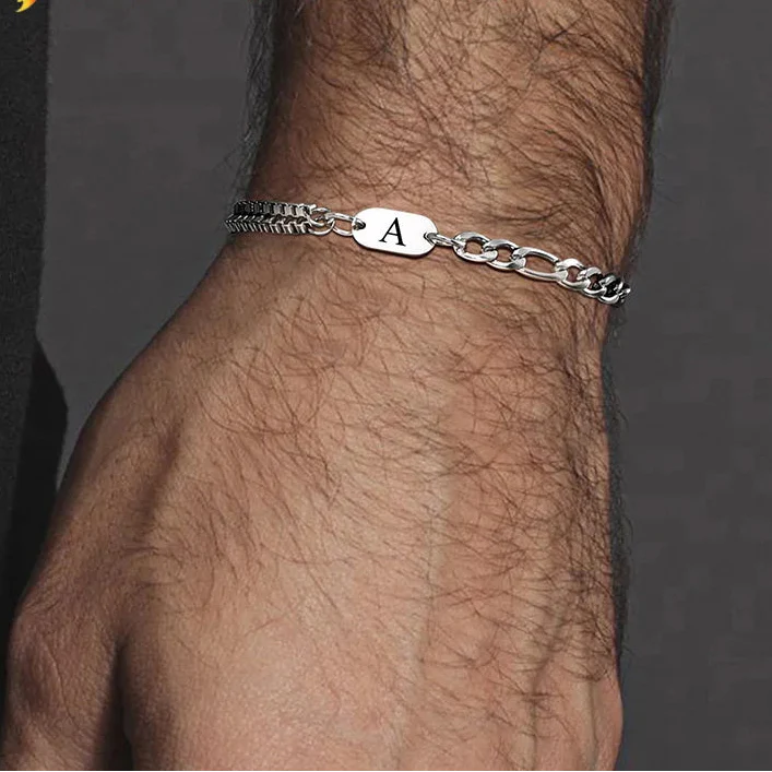 Bracelet homme initiale a