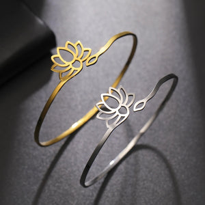 Bracelet Rigide Fleur de Lotus Femme