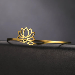 Bracelet Rigide Fleur de Lotus Femme or