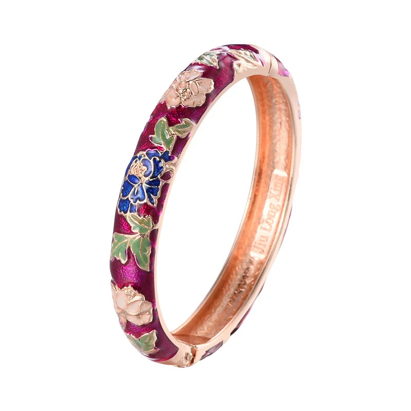 Romantisches Armband Gourmette Blumen bordeaux
