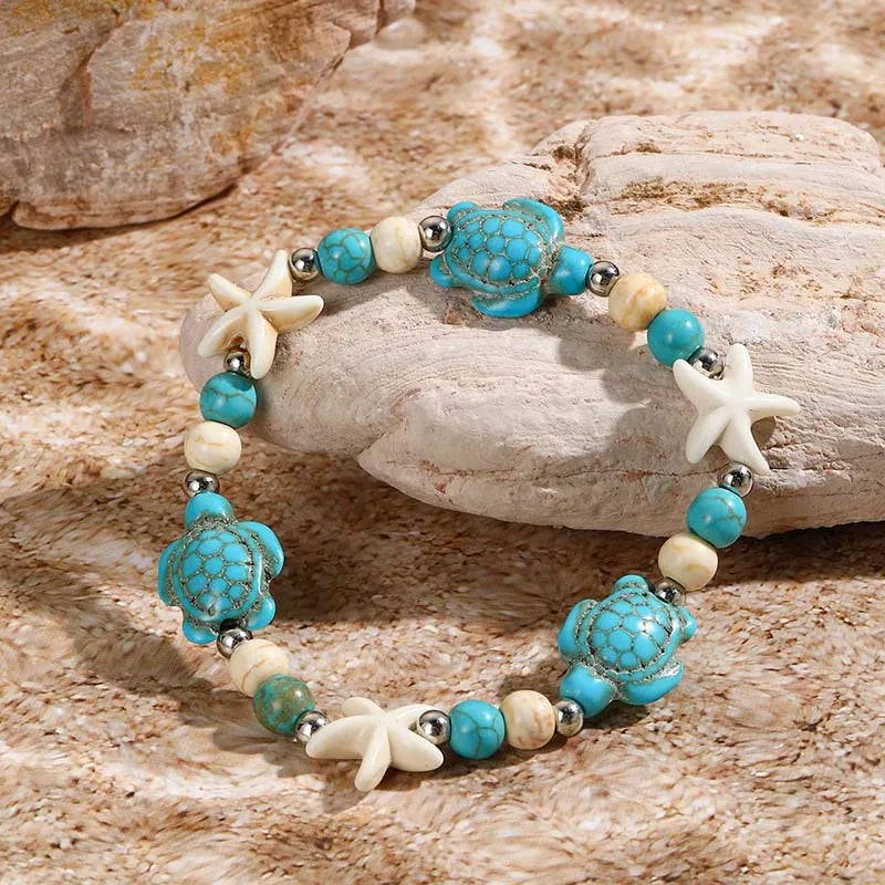 Bracelet Style Bohême Tortues et Etoiles de Mer Coquillage