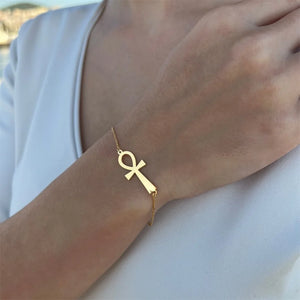 Bracelet Style Egyptien Croix D'Ankh or