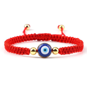 Bracelet Tresse Contre Mauvais Oeil Bleu rouge et or