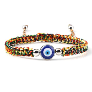 Bracelet Tresse Contre Mauvais Oeil Bleu multicolore et argent