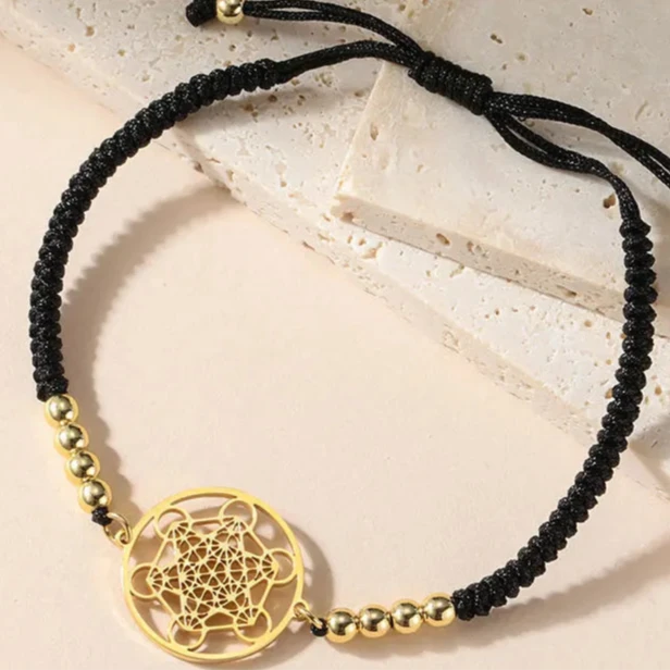 Bracelet Coloré de Femme Cube de Métatron noir