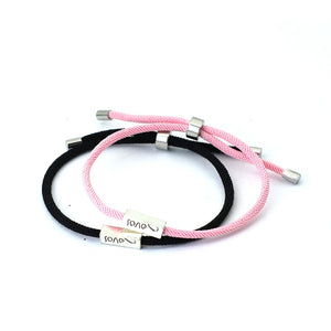 Bracelets Tressés Gourmette pour Couples "Love" rose et noir