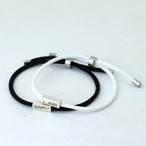 Bracelets Tressés Gourmette pour Couples "Love" noir et blanc