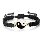 Bracelet Tressé Yin Yang noir et or