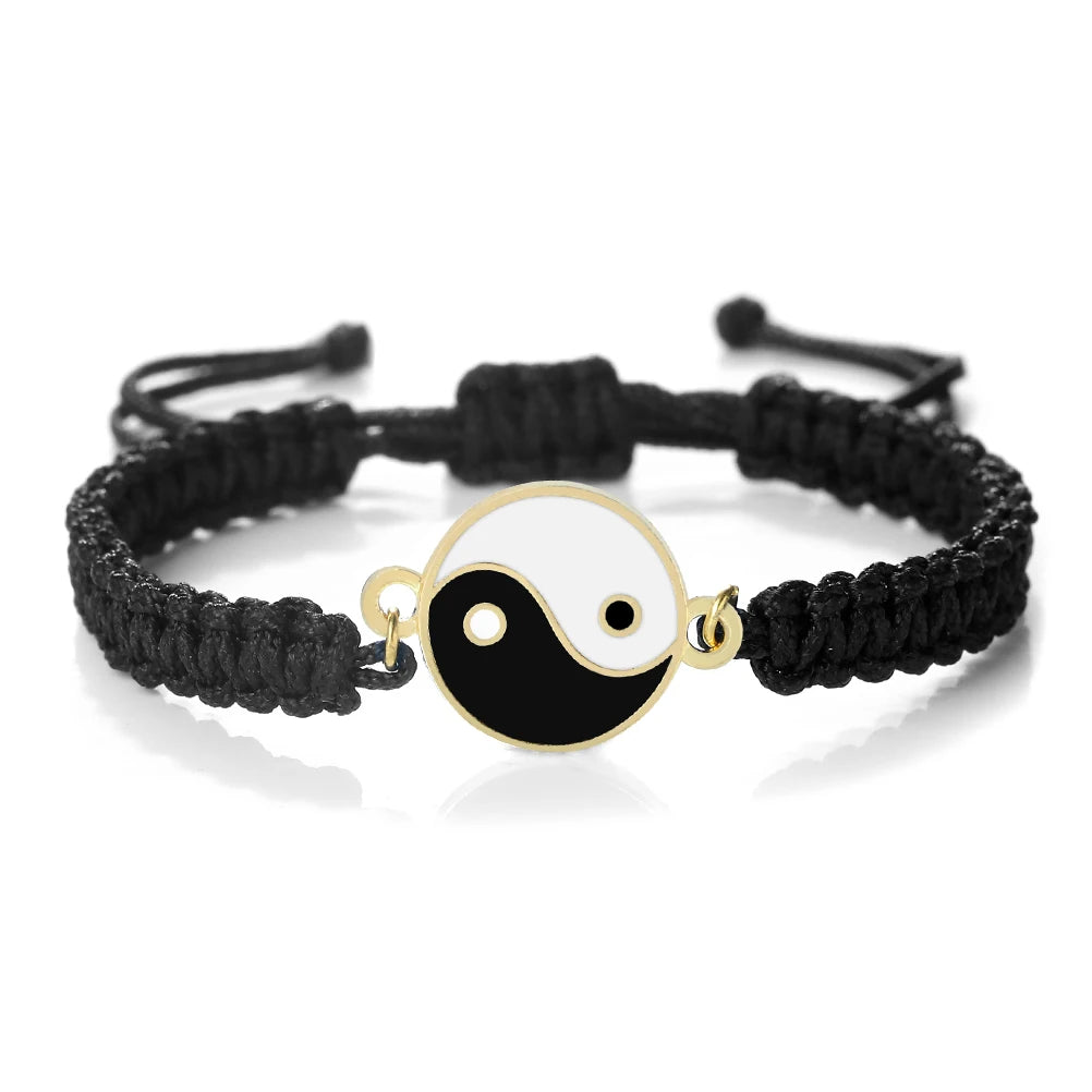 Bracelet Tressé Yin Yang noir et or