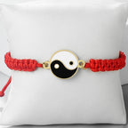 Bracelet Tressé Yin Yang rouge et or