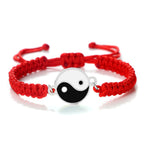 Bracelet Tressé Yin Yang rouge et argent