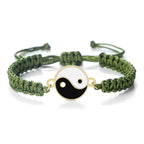 Bracelet Tressé Yin Yang vert et or