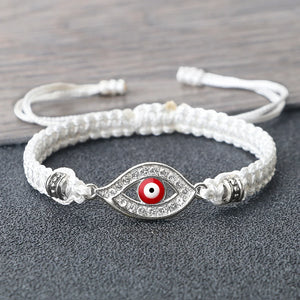 Bracelet Tressé Zircon Mauvais Oeil Turc blanc argent