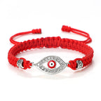 Bracelet Tressé Zircon Mauvais Oeil Turc rouge argent