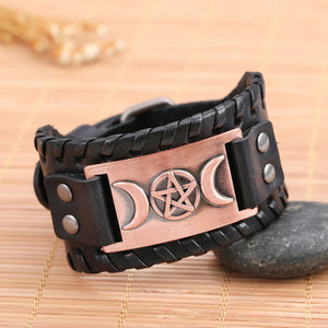 Bracelet Triple Lune en Cuir Sorcellerie Wiccan 8