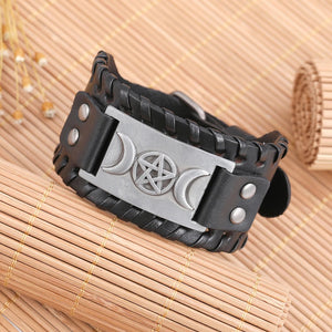 Bracelet Triple Lune en Cuir Sorcellerie Wiccan 6