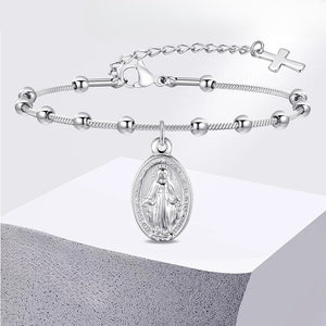 Bracelet Vierge Marie Gourmette Chrétienne argent