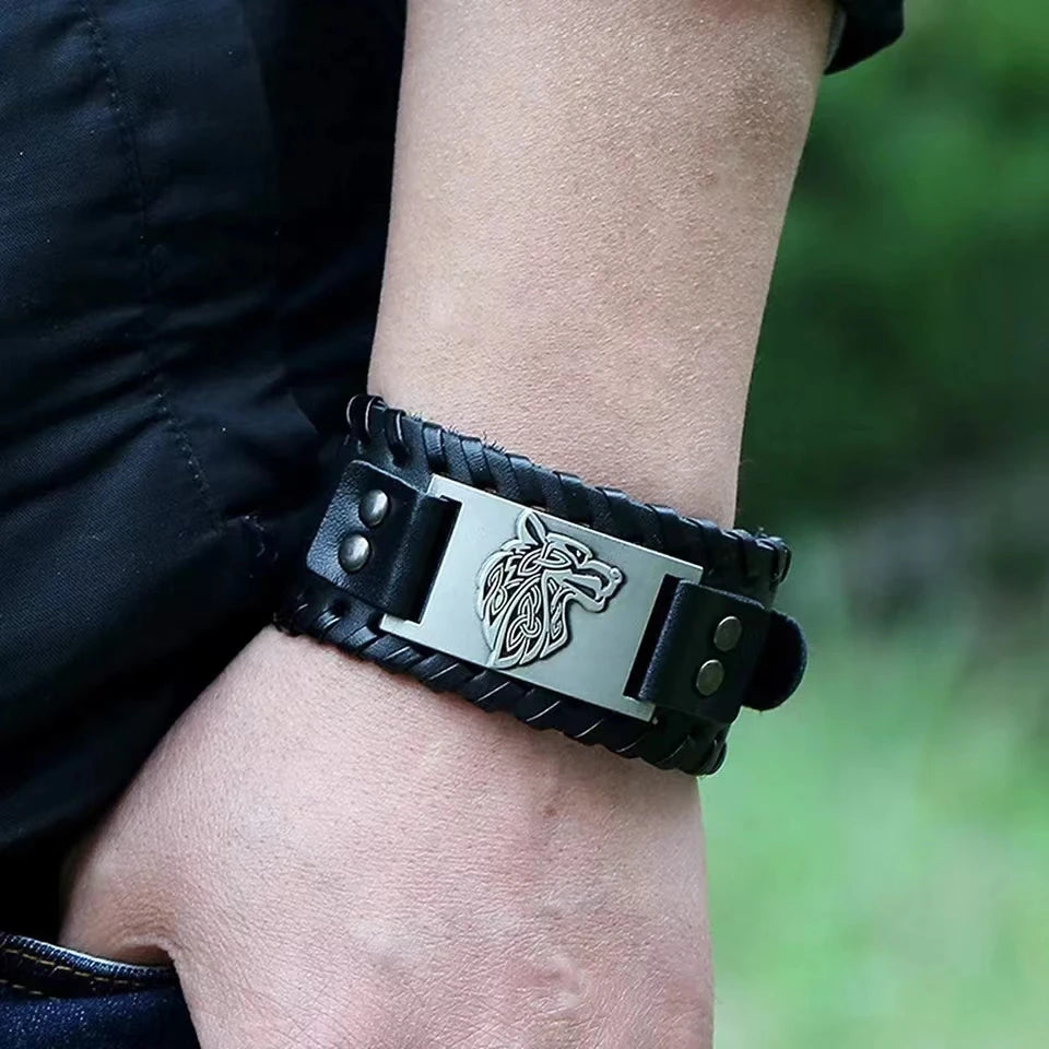 Bracelet Viking Loup Fenrir argent