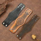 Bracelet Viking Vegvisir en cuir noir