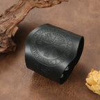 Bracelet Viking Vegvisir en cuir noir