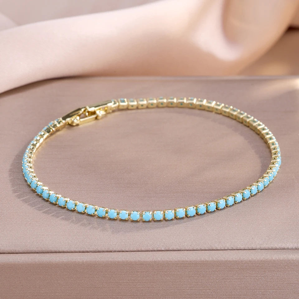 Lot de 3 Bracelets avec Trèfles à 4 Feuilles en Zircon Bleu