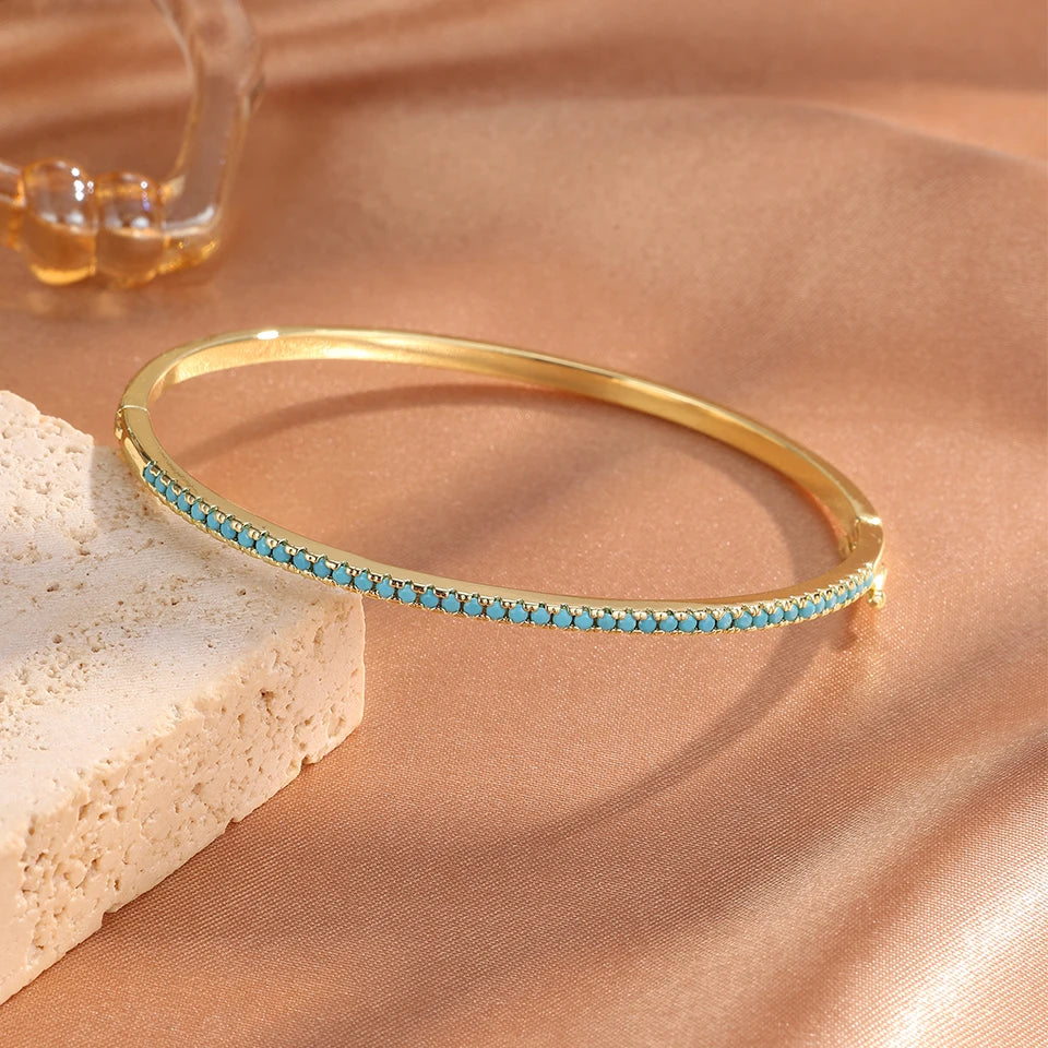 Lot de 3 Bracelets avec Trèfles à 4 Feuilles en Zircon Bleu