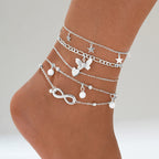 Bracelets de Chevilles Infini de Style Bohême (lot de 5) argent