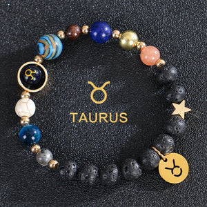 Bracelets Pierre de Lave 12 Constellations Signes Astrologiques du Zodiaque taureau