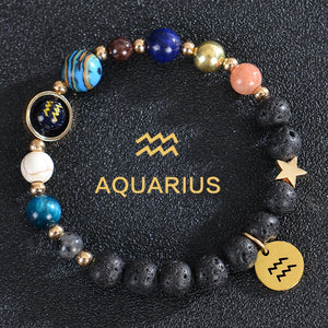 Bracelets Pierre de Lave 12 Constellations Signes Astrologiques du Zodiaque verseau