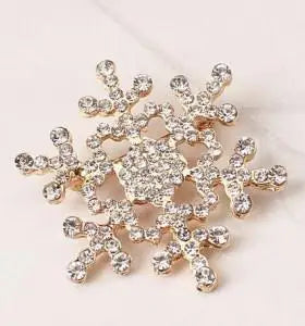 Broche Flocon de Neige Hiver Femme or