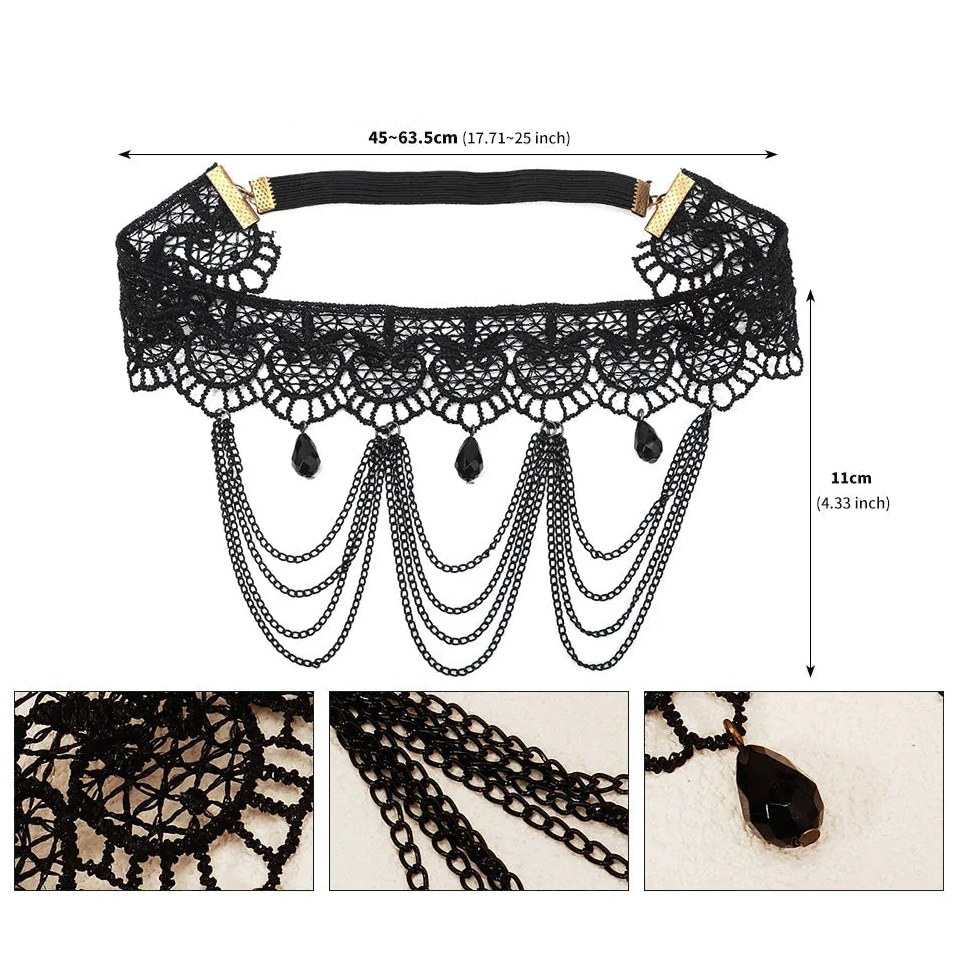 Chaîne de cuisse en dentelle noire - bijou de jambe pour femme
