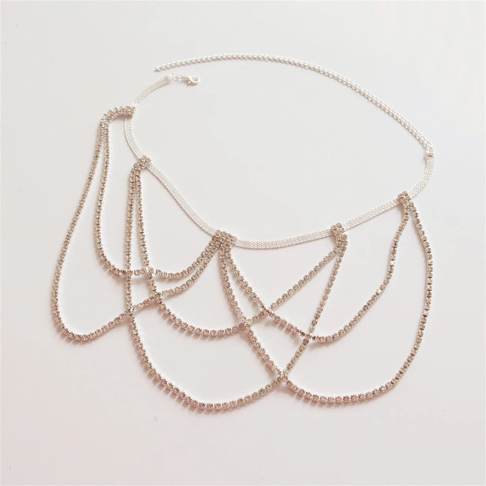Dijenketting met strass - beenjuweel voor dames zilver