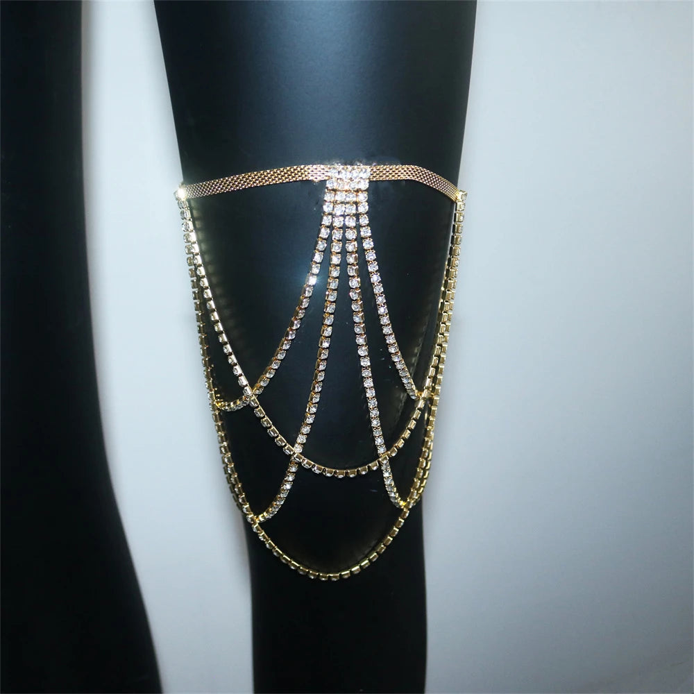 Dijenketting met strass - beenjuweel voor dames goud