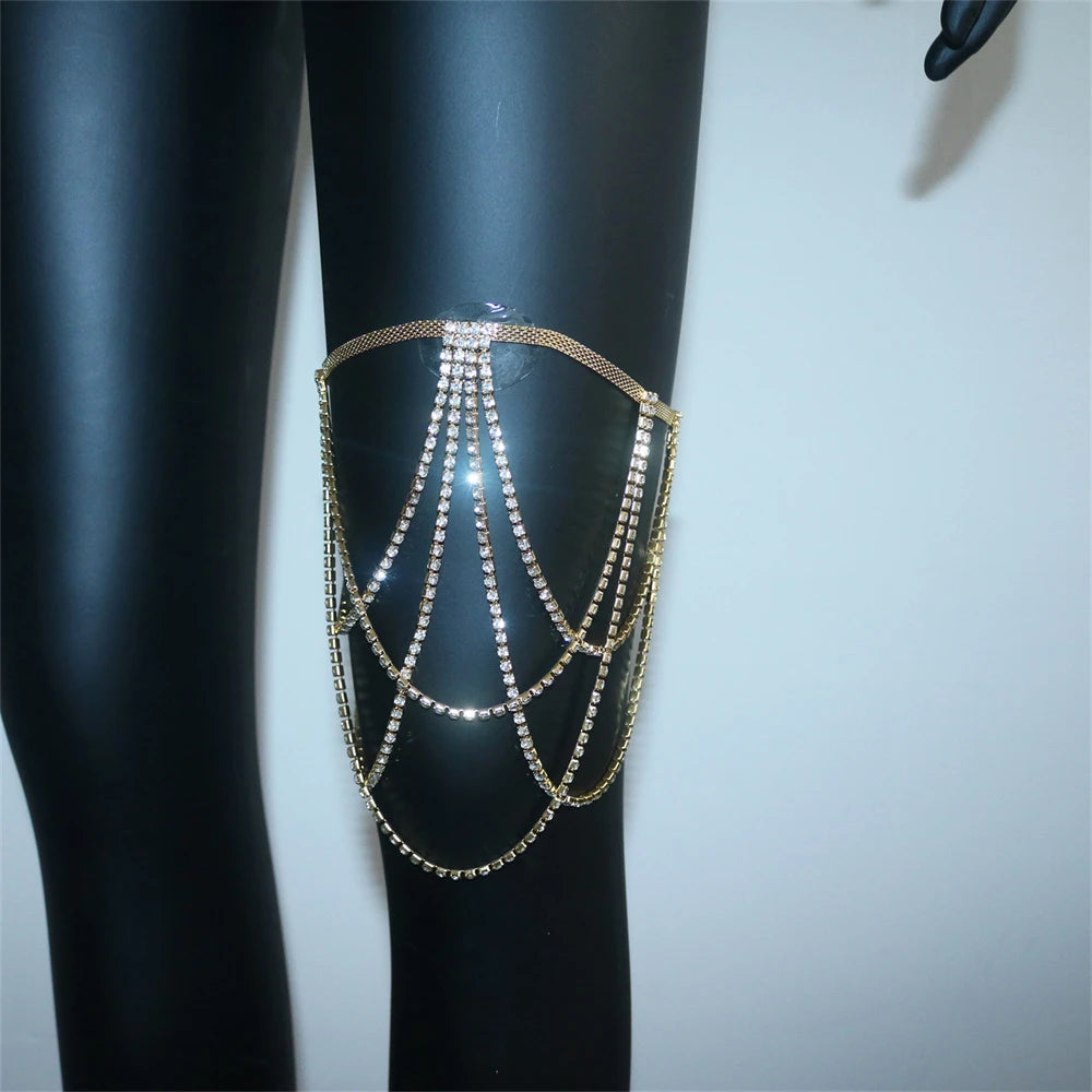 Dijenketting met strass - beenjuweel voor dames goud