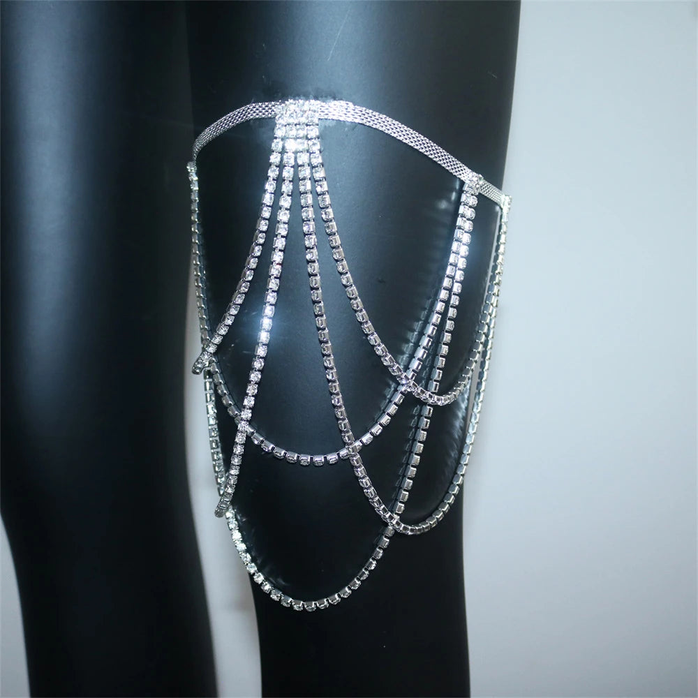 Dijenketting met strass - beenjuweel voor dames zilver