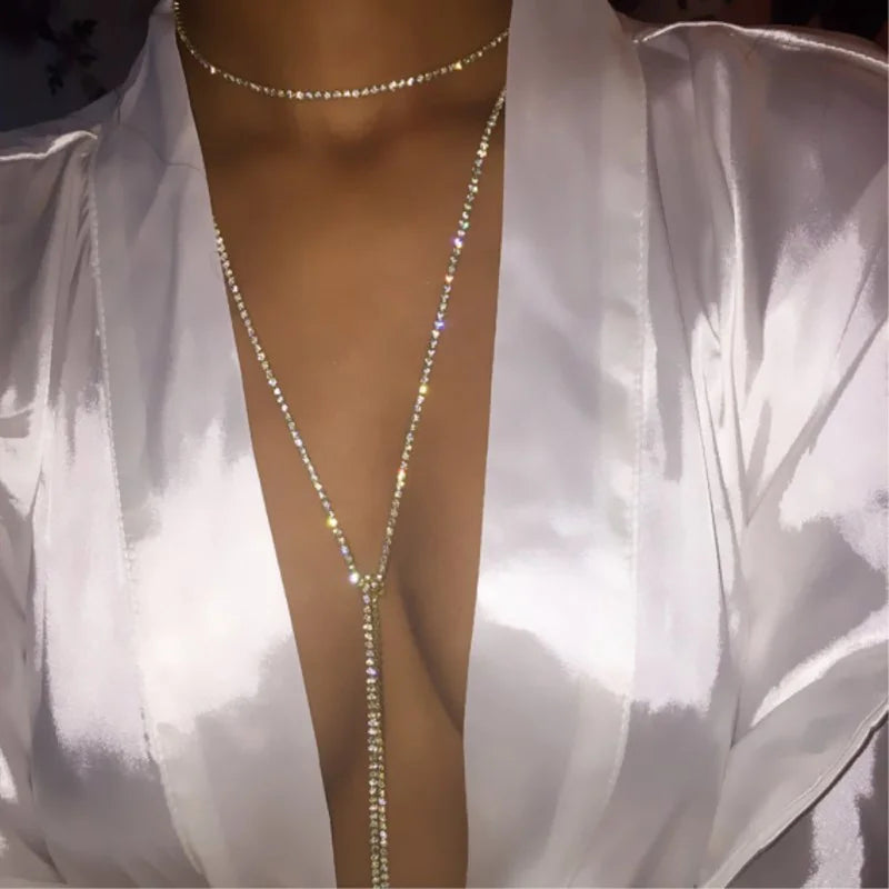 Chaîne de Décolleté Femme Collier Strass