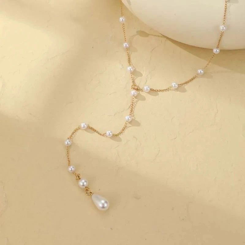 Chaîne dorsale pour femme - Collier de dos avec perles