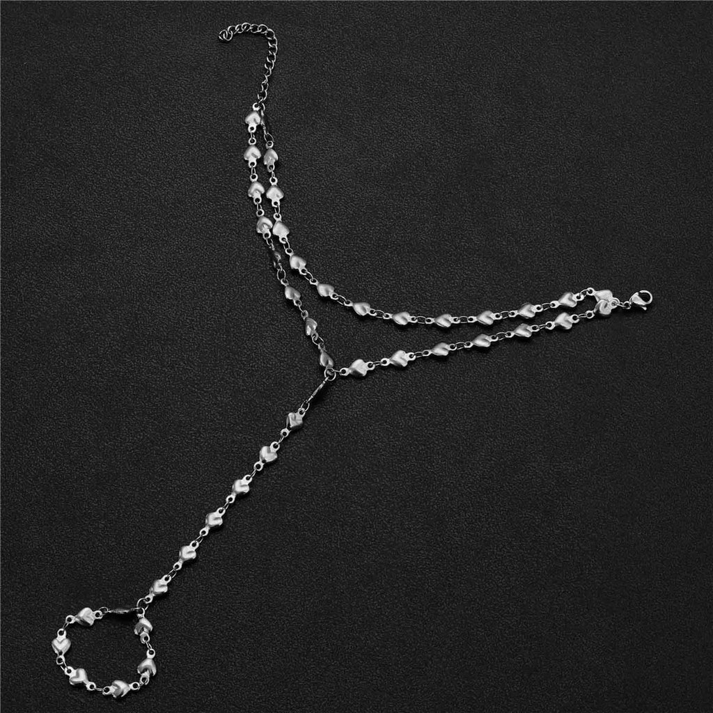 Catena per mano e dito cuore - bracciale da mano da donna argento